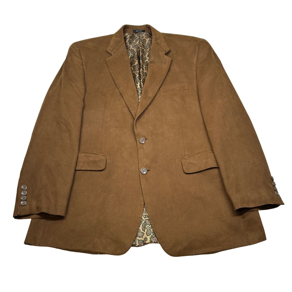LRL Ralph Lauren Faux Suede Sport Coat Mens 44R‎ 44 Brown Paisley Lined Blazer